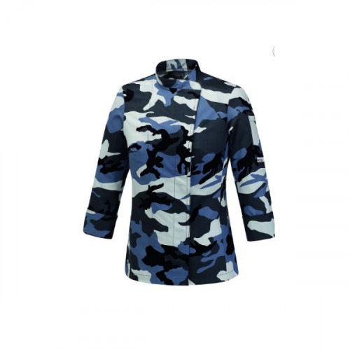 Woman chef jacket with press button